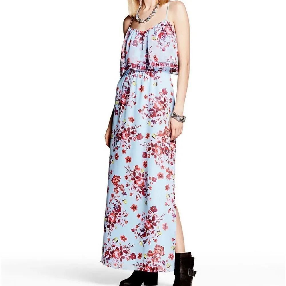 Princess Vera Wang Floral Maxi Dress Blue & Red Size XS